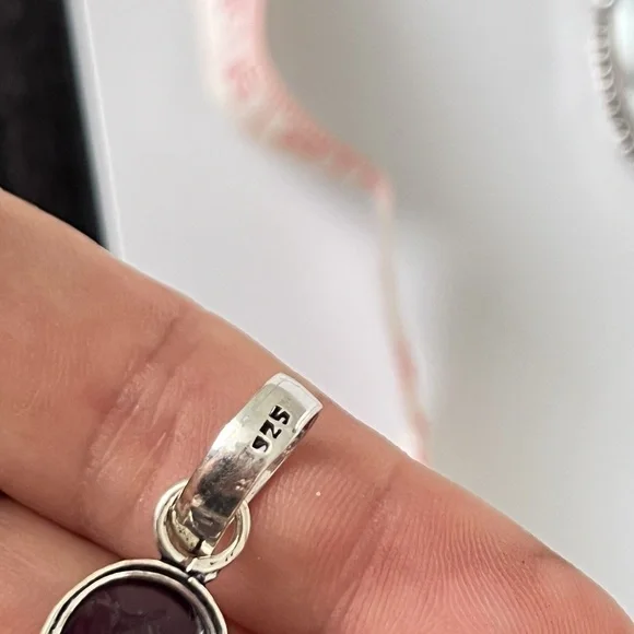 925 Sterling Silver Amethyst Rose Quartz Angel Necklace womens jewelry - Picture 9 of 10